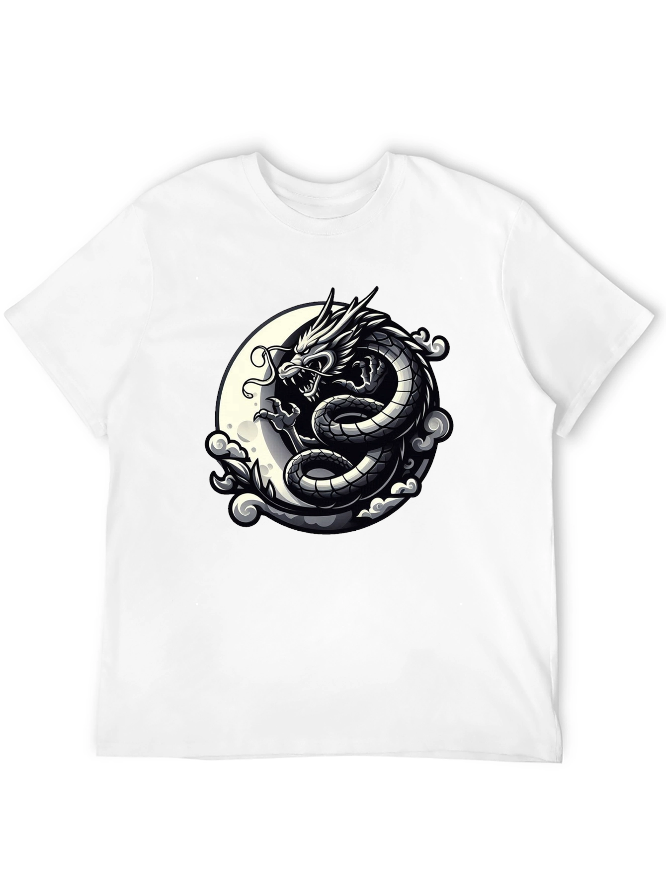 Dragon Moon Graphic Tee - Black Cotton