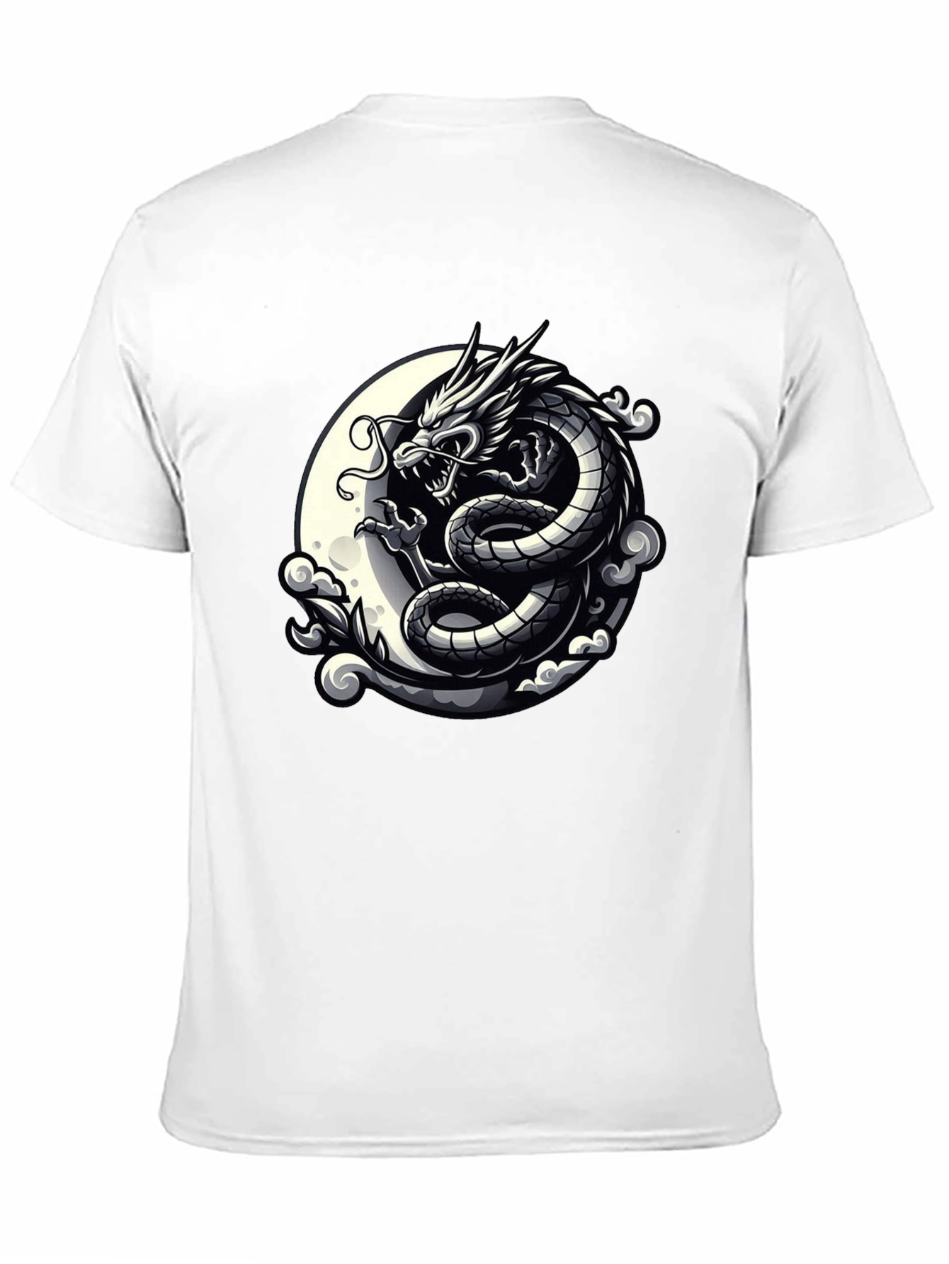 Dragon Moon Graphic Tee - Black Cotton