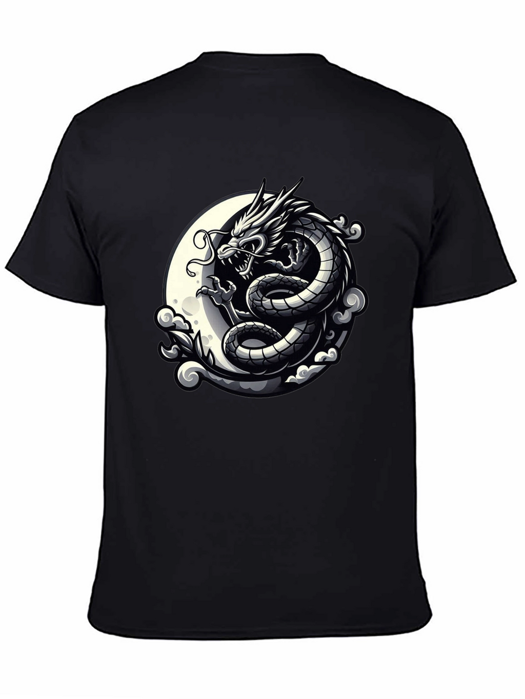 Dragon Moon Graphic Tee - Black Cotton