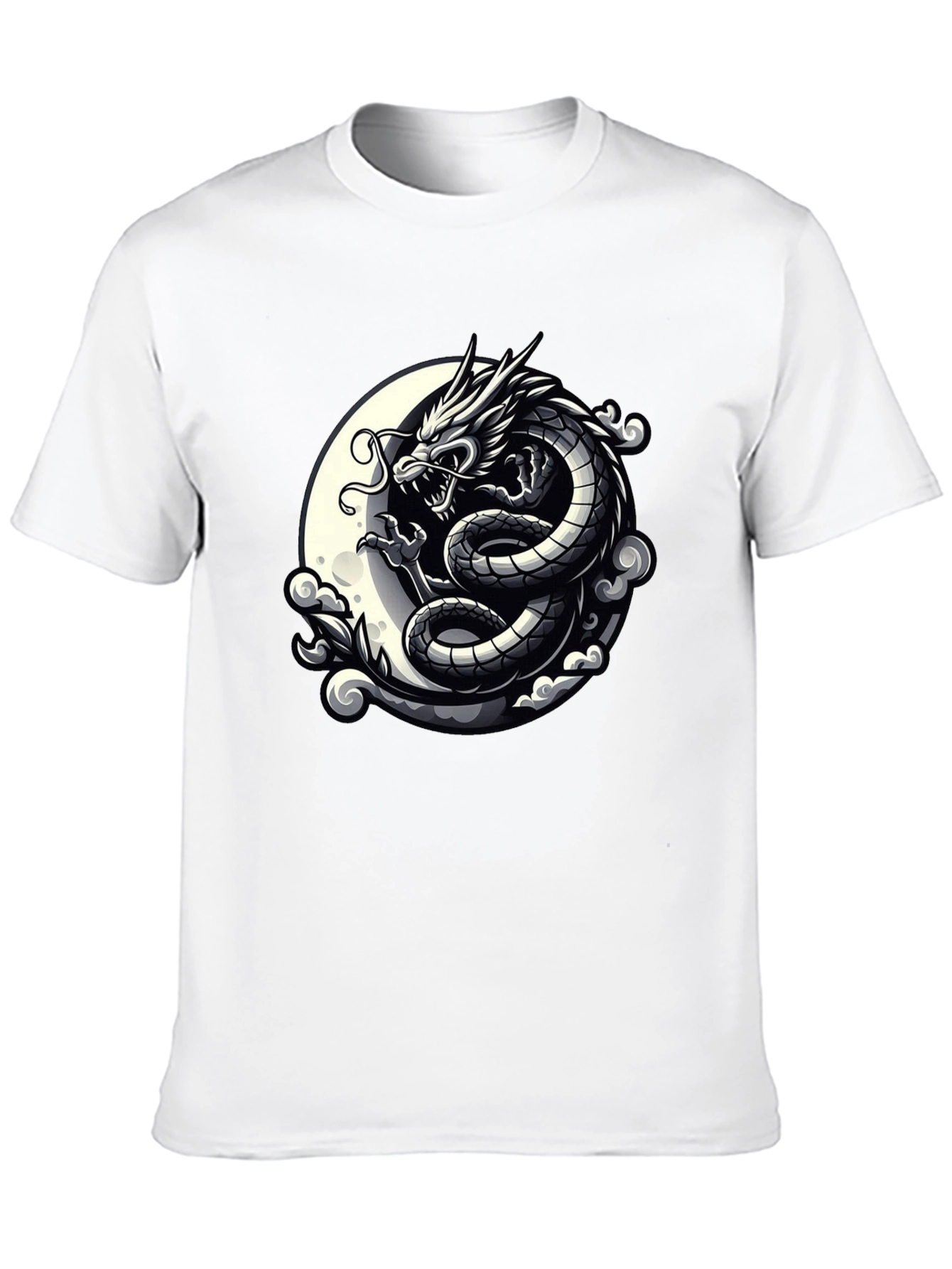 Dragon Moon Graphic Tee - Black Cotton