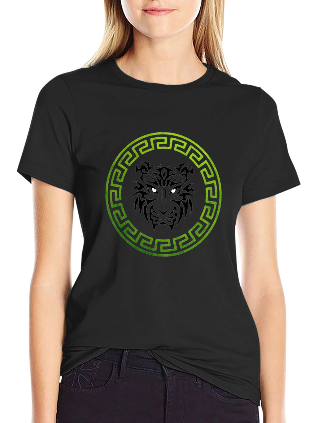 Black T-Shirt with Tiger Circle Design