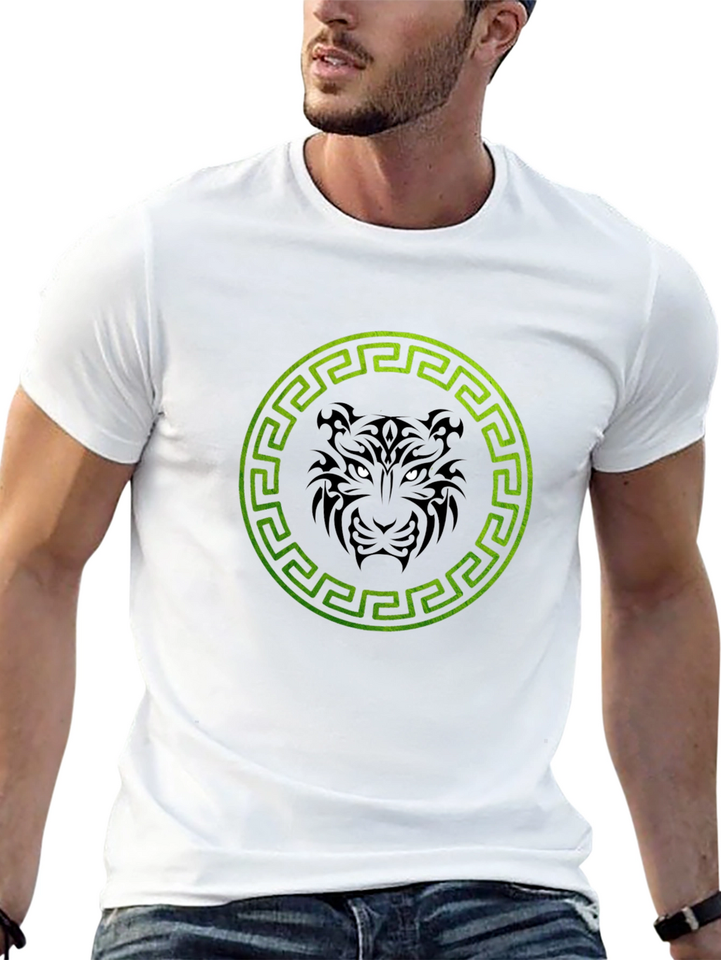 Black T-Shirt with Tiger Circle Design