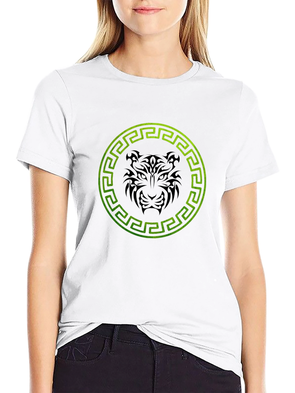 Black T-Shirt with Tiger Circle Design