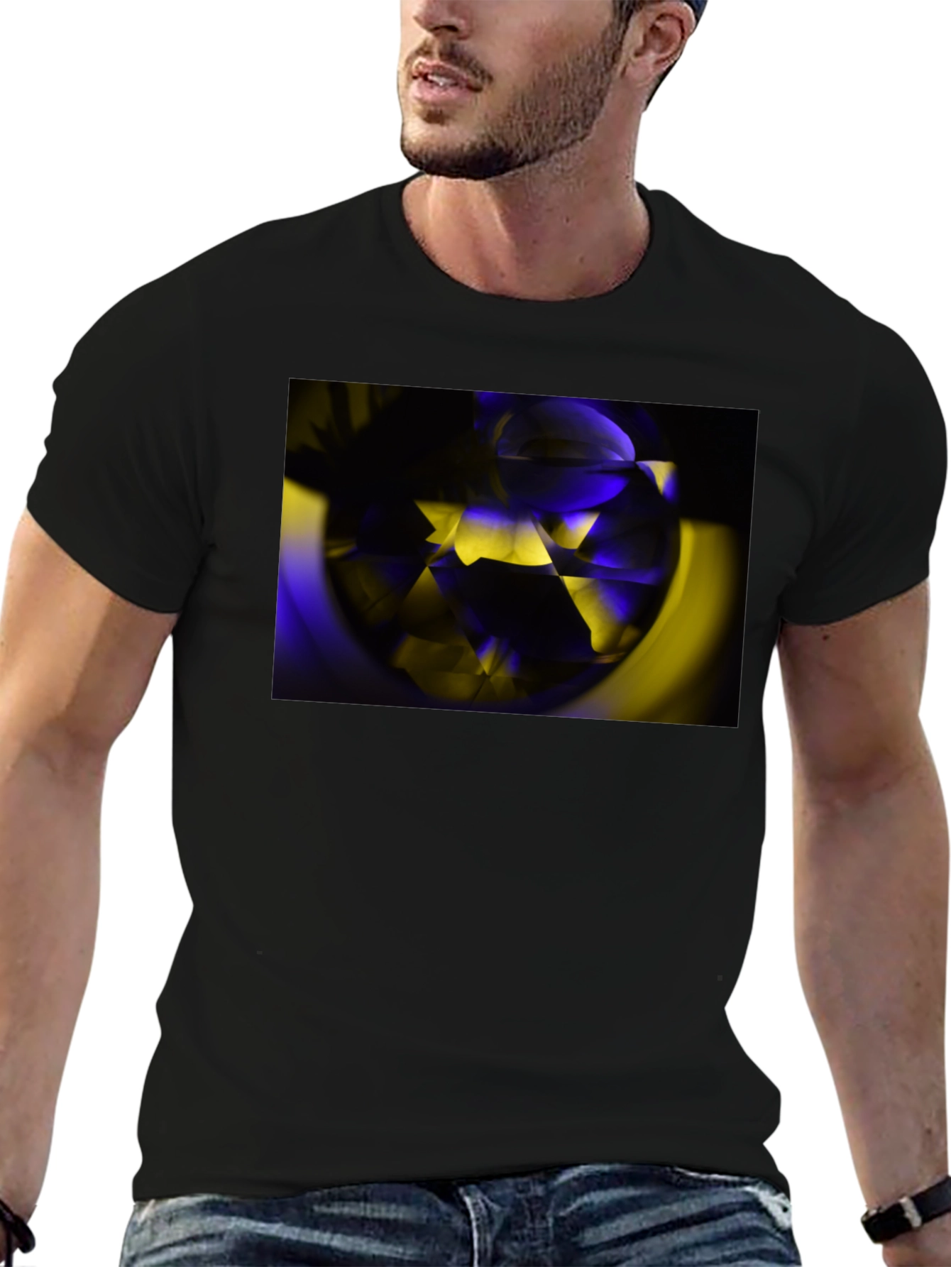 Abstract Geometric Graphic T-Shirt - Black