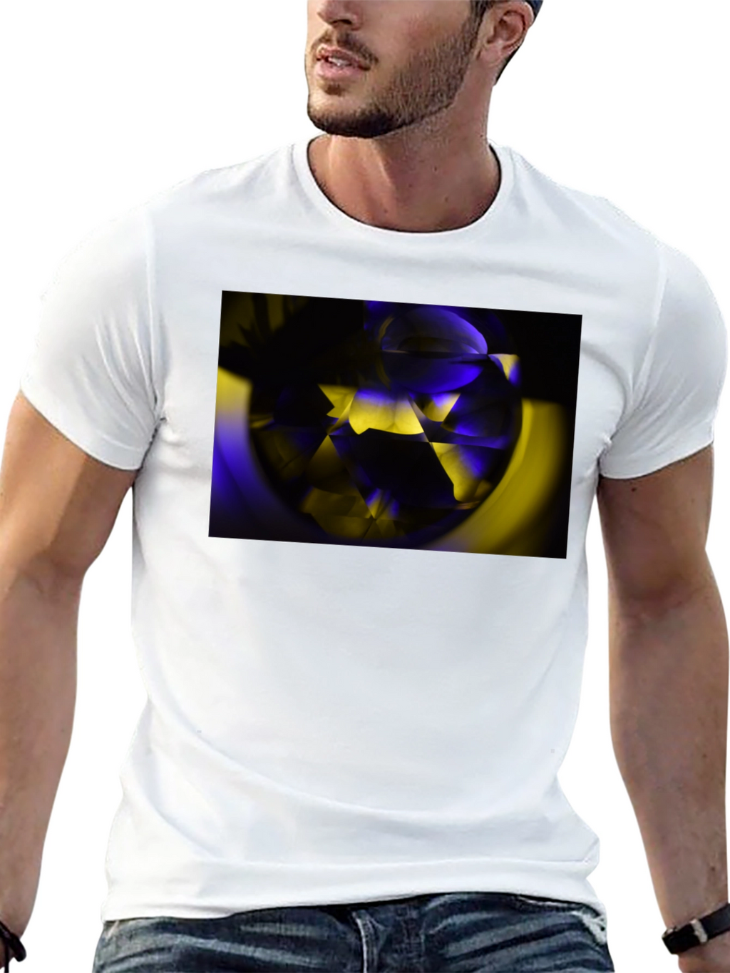 Abstract Geometric Graphic T-Shirt - Black