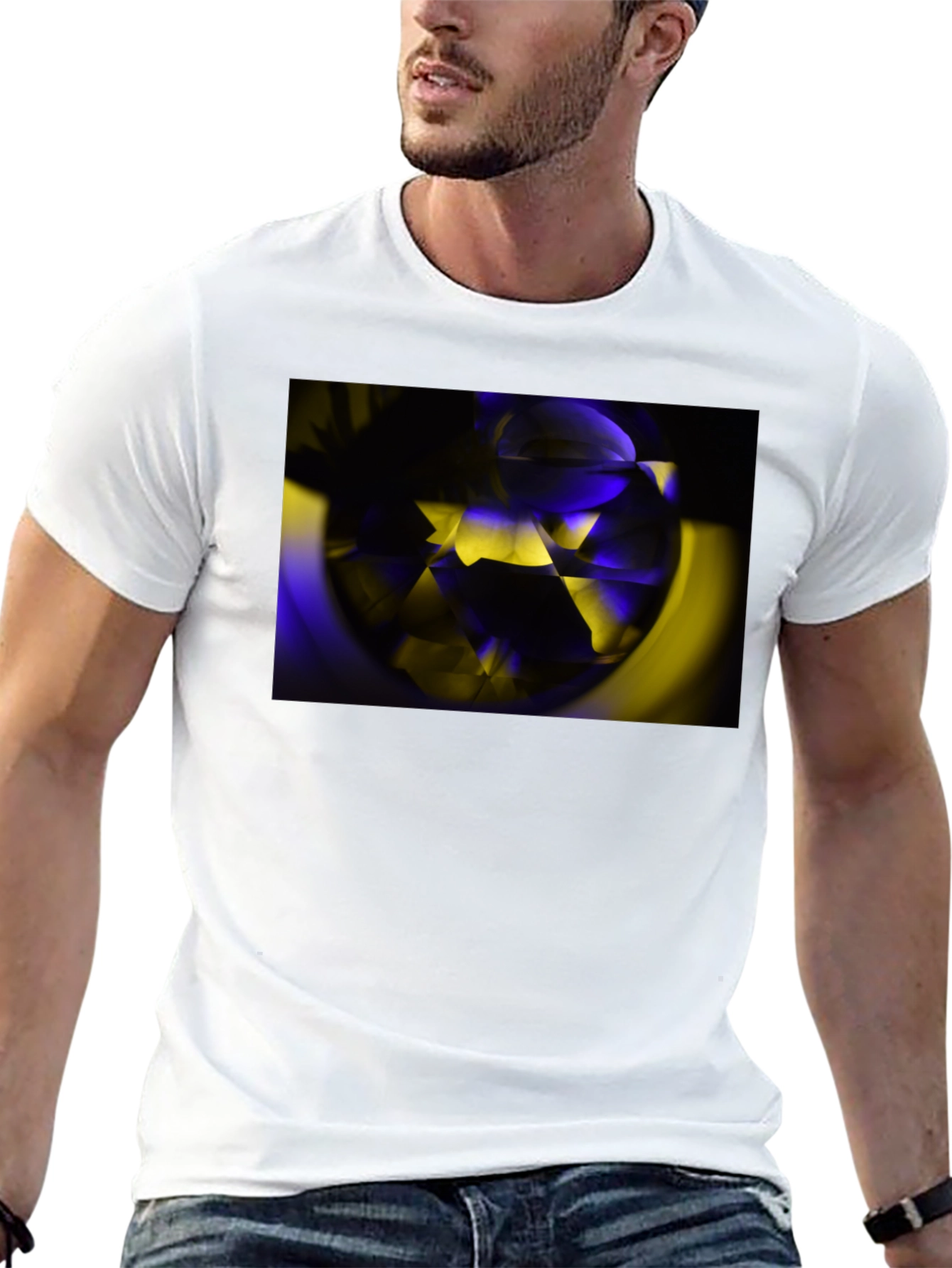 Abstract Geometric Graphic T-Shirt - Black