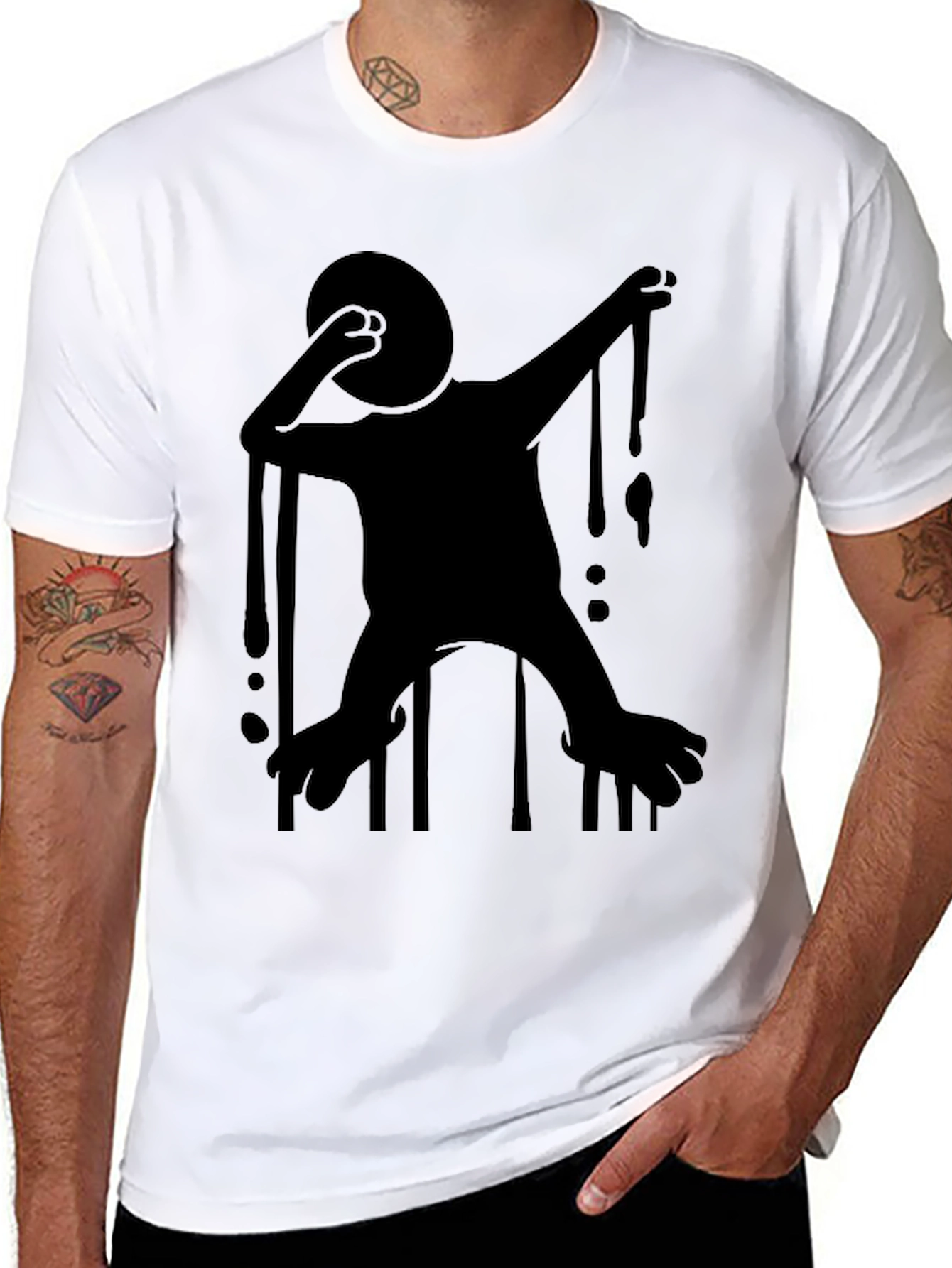 Silhouette Dabbing Creature Black T-Shirt