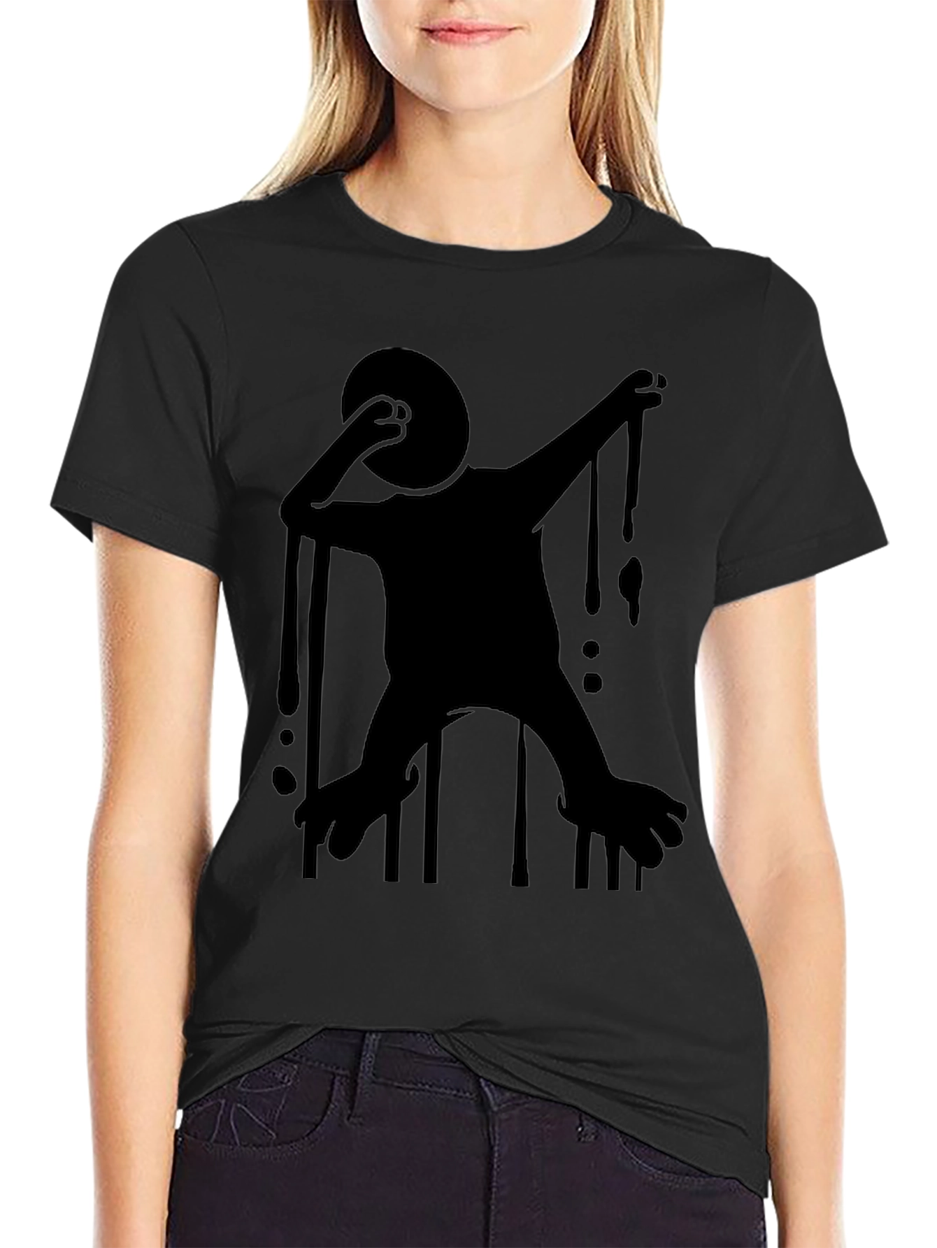 Silhouette Dabbing Creature Black T-Shirt