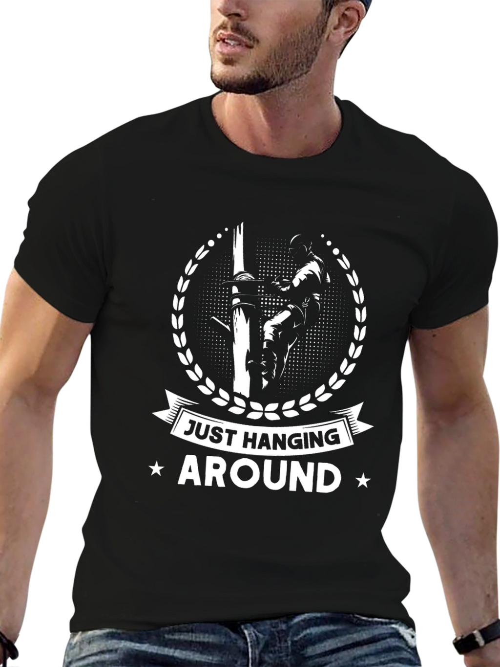 Just Hanging Around Lineman T-Shirt - Black