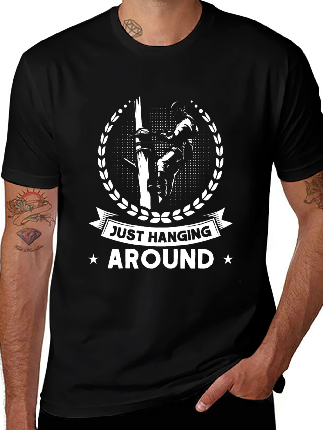 Just Hanging Around Lineman T-Shirt - Black