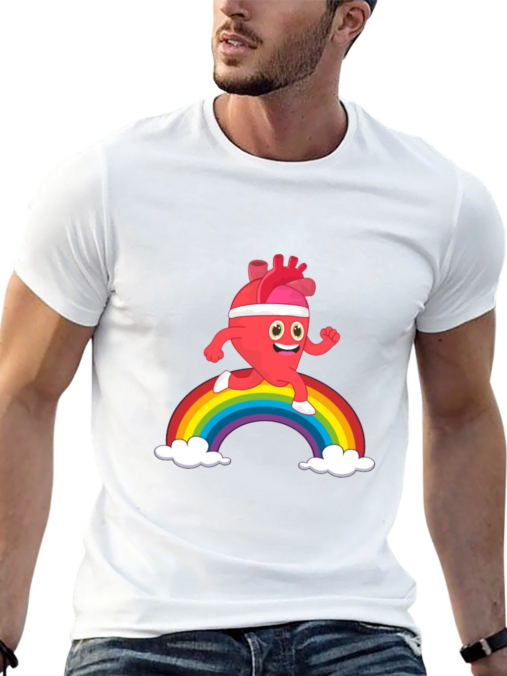 Running Heart Rainbow Graphic Tee