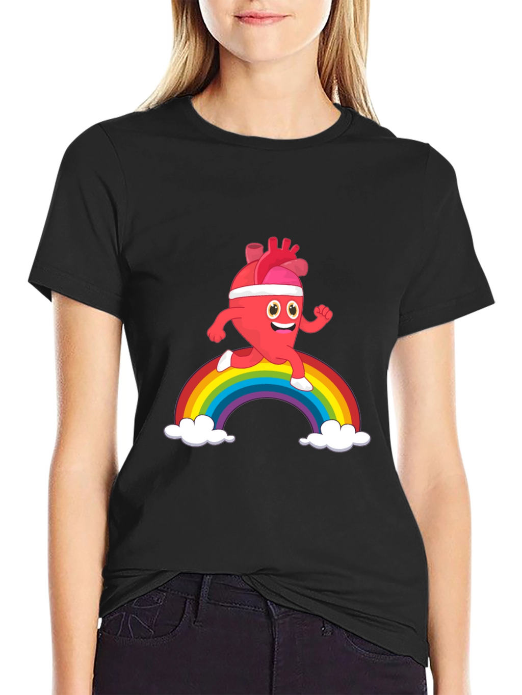 Running Heart Rainbow Graphic Tee