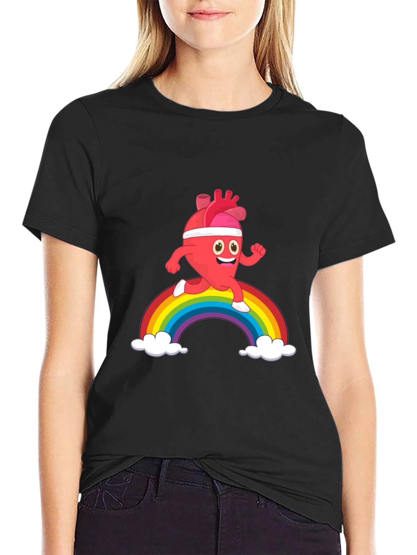 Running Heart Rainbow Graphic Tee