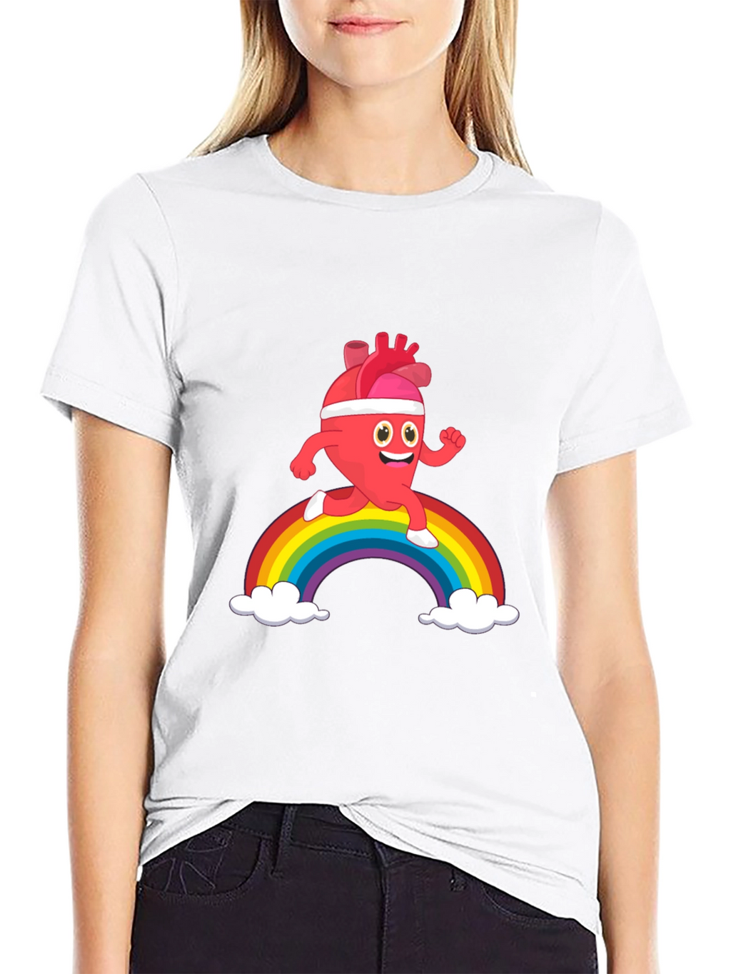 Running Heart Rainbow Graphic Tee