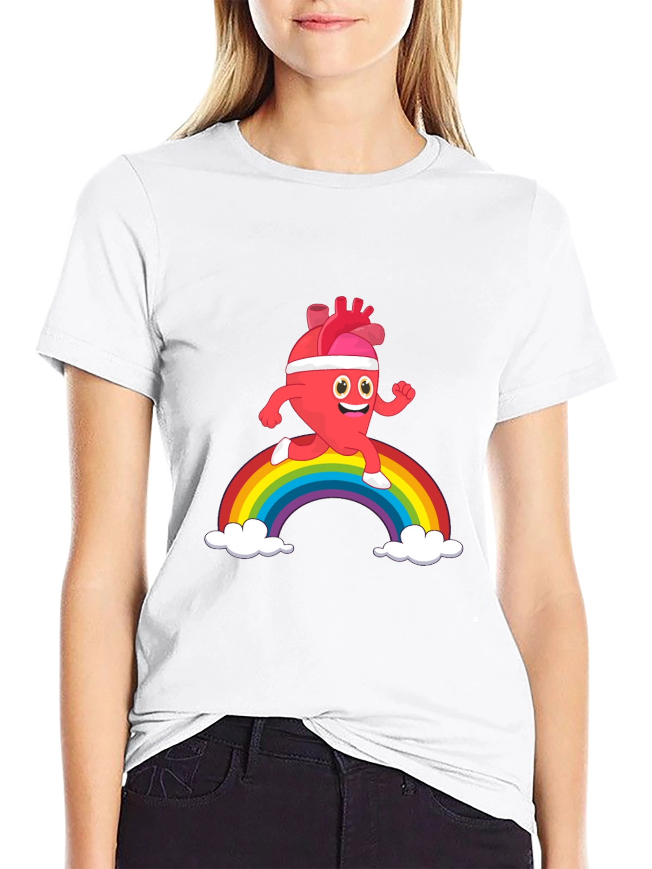 Running Heart Rainbow Graphic Tee