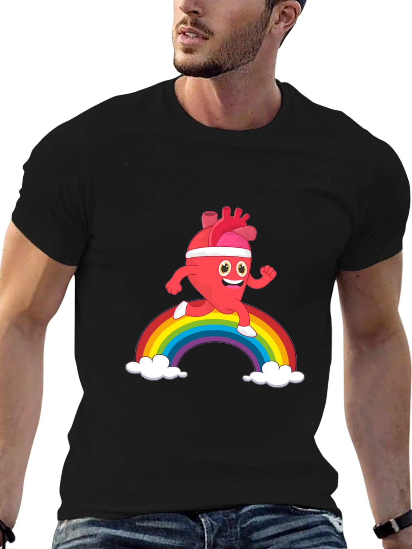 Running Heart Rainbow Graphic Tee