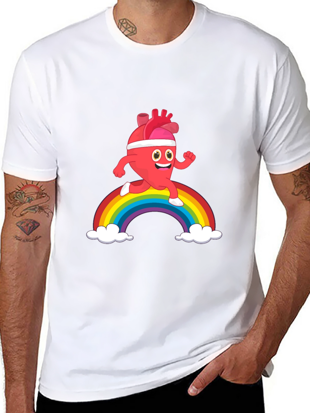 Running Heart Rainbow Graphic Tee