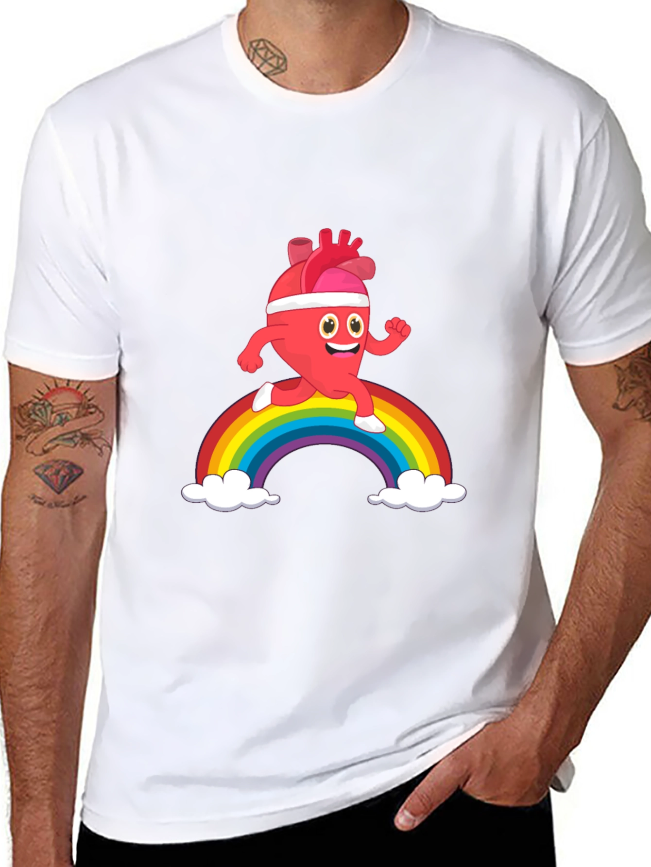 Running Heart Rainbow Graphic Tee