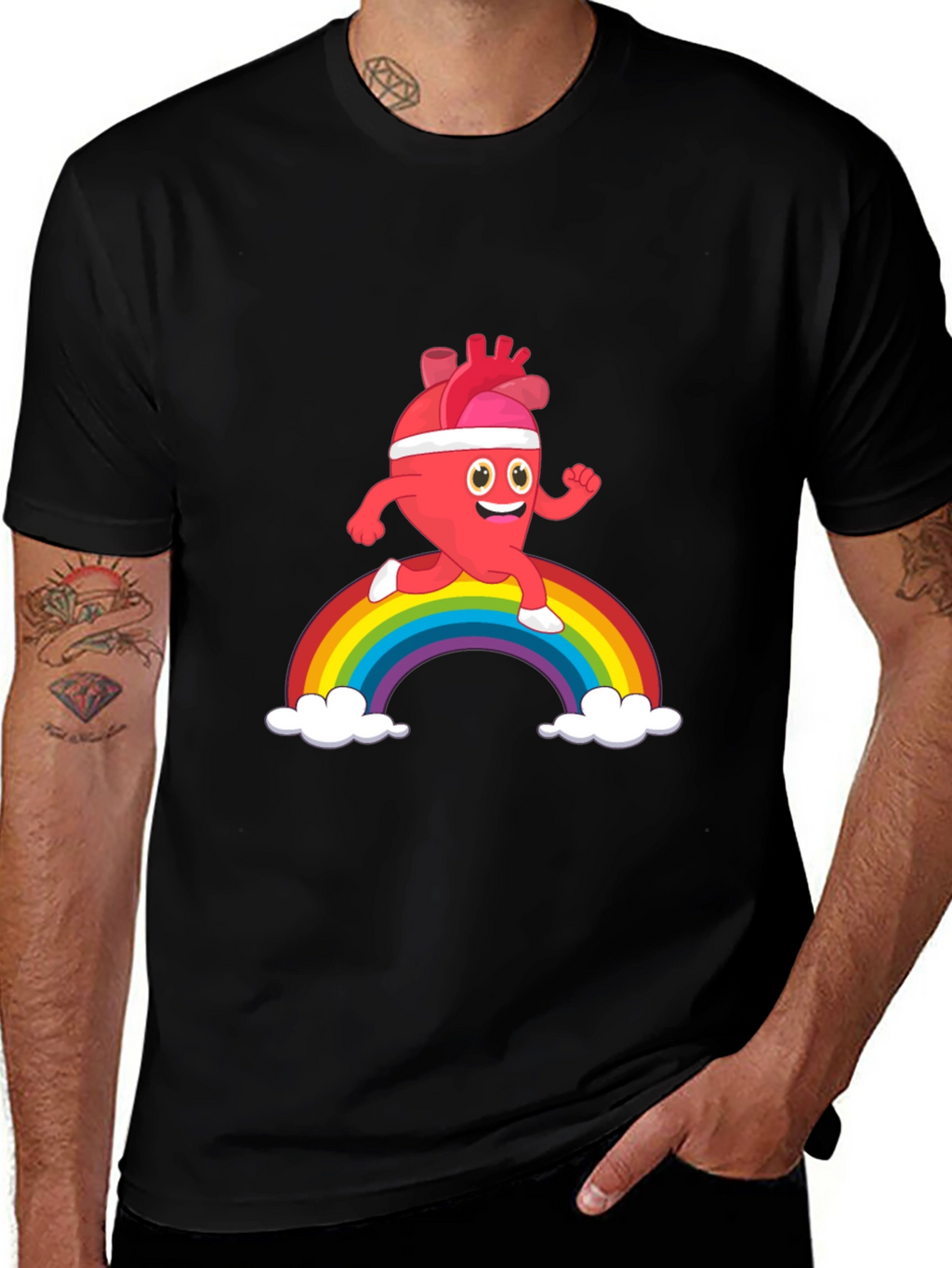 Running Heart Rainbow Graphic Tee