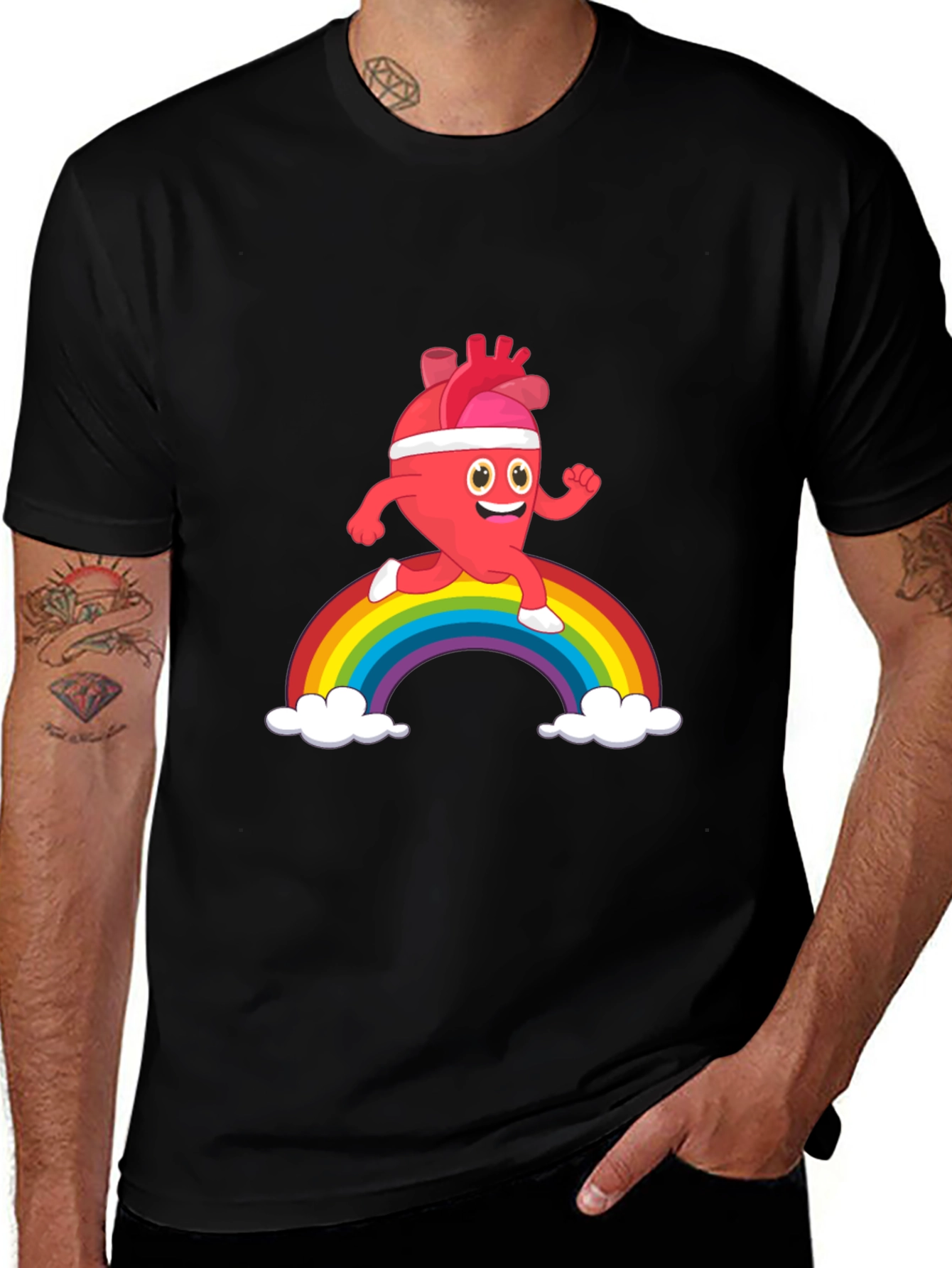 Running Heart Rainbow Graphic Tee