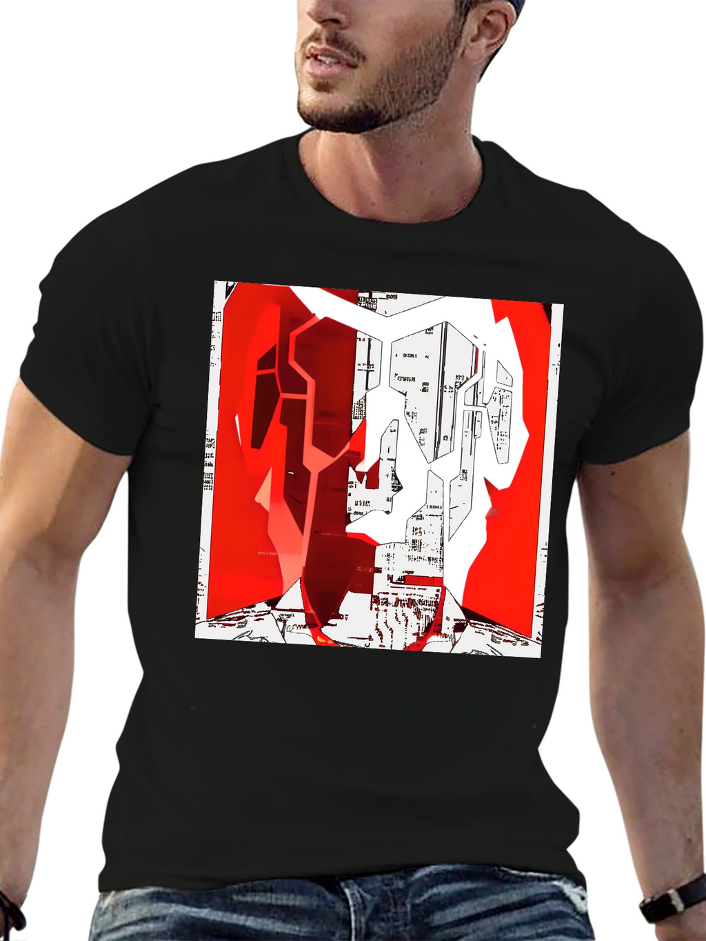 Abstract Graphic Print Crew Neck T-Shirt