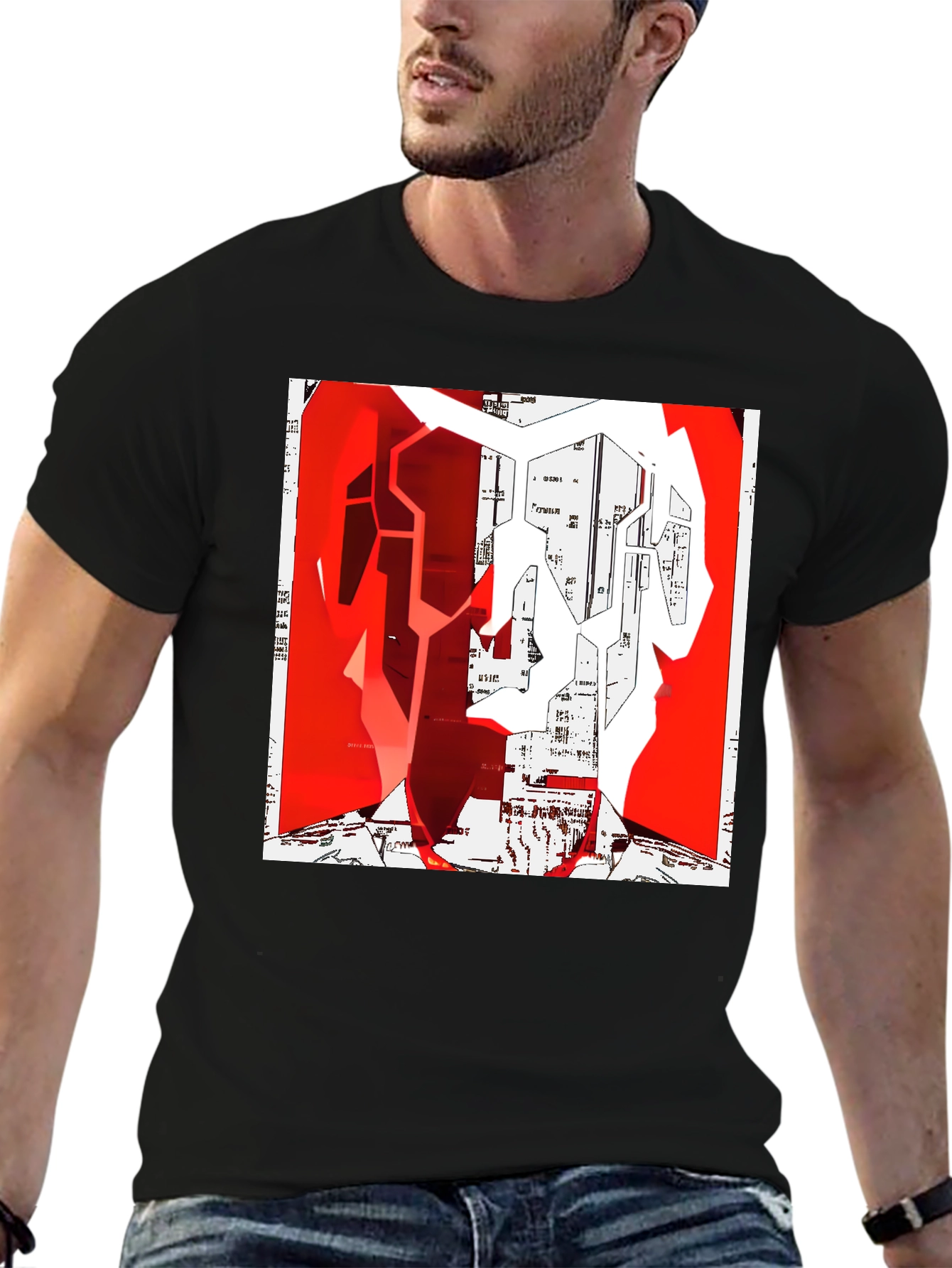Abstract Graphic Print Crew Neck T-Shirt
