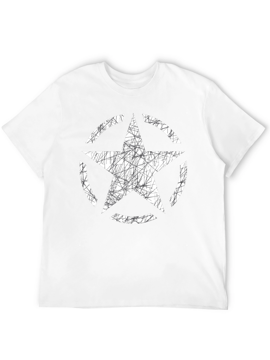 Distressed Star Graphic Tee - Black Cotton Casual Shirt