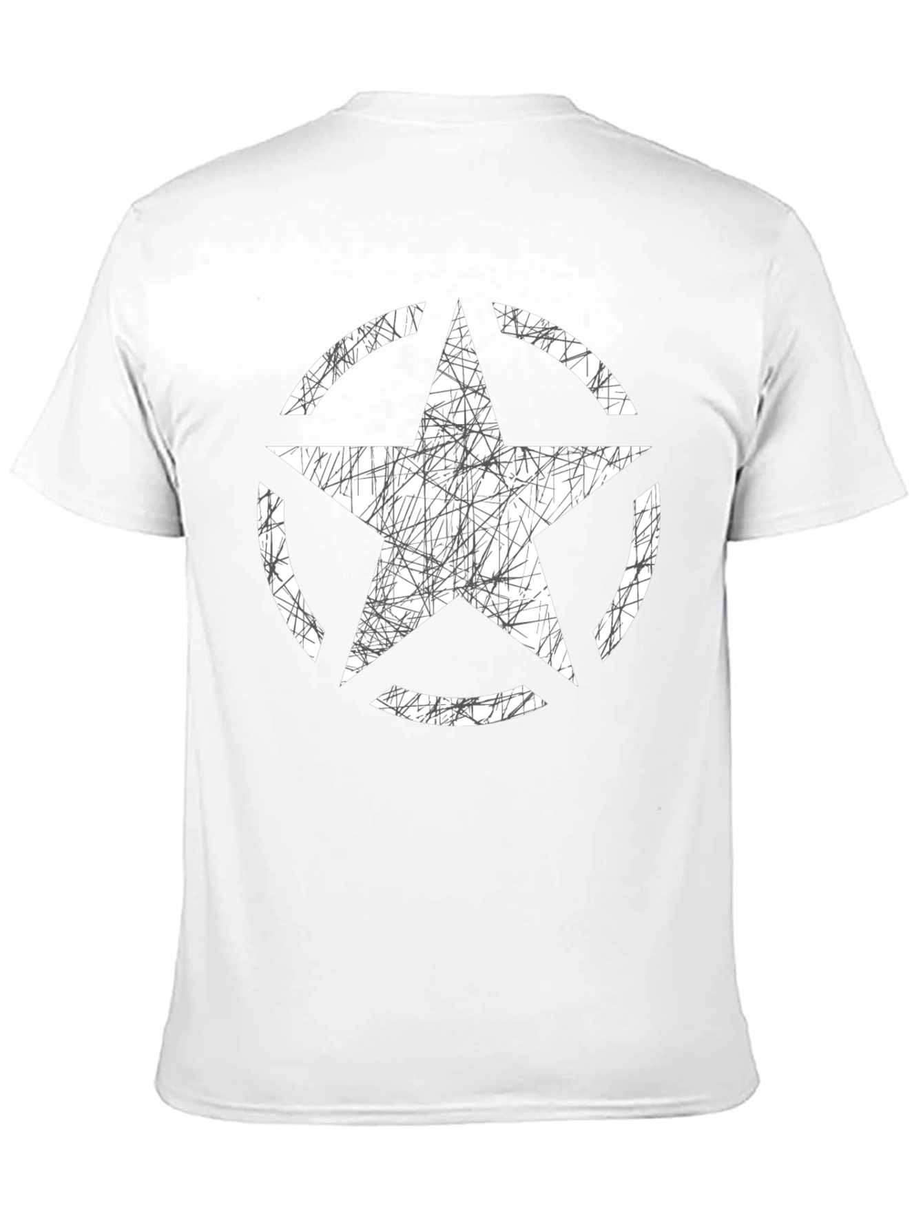 Distressed Star Graphic Tee - Black Cotton Casual Shirt