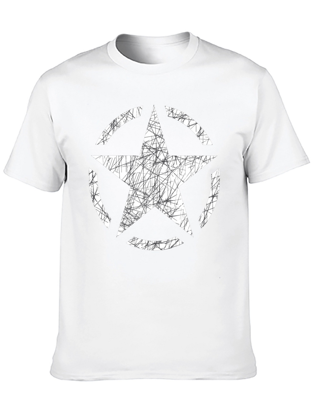 Distressed Star Graphic Tee - Black Cotton Casual Shirt