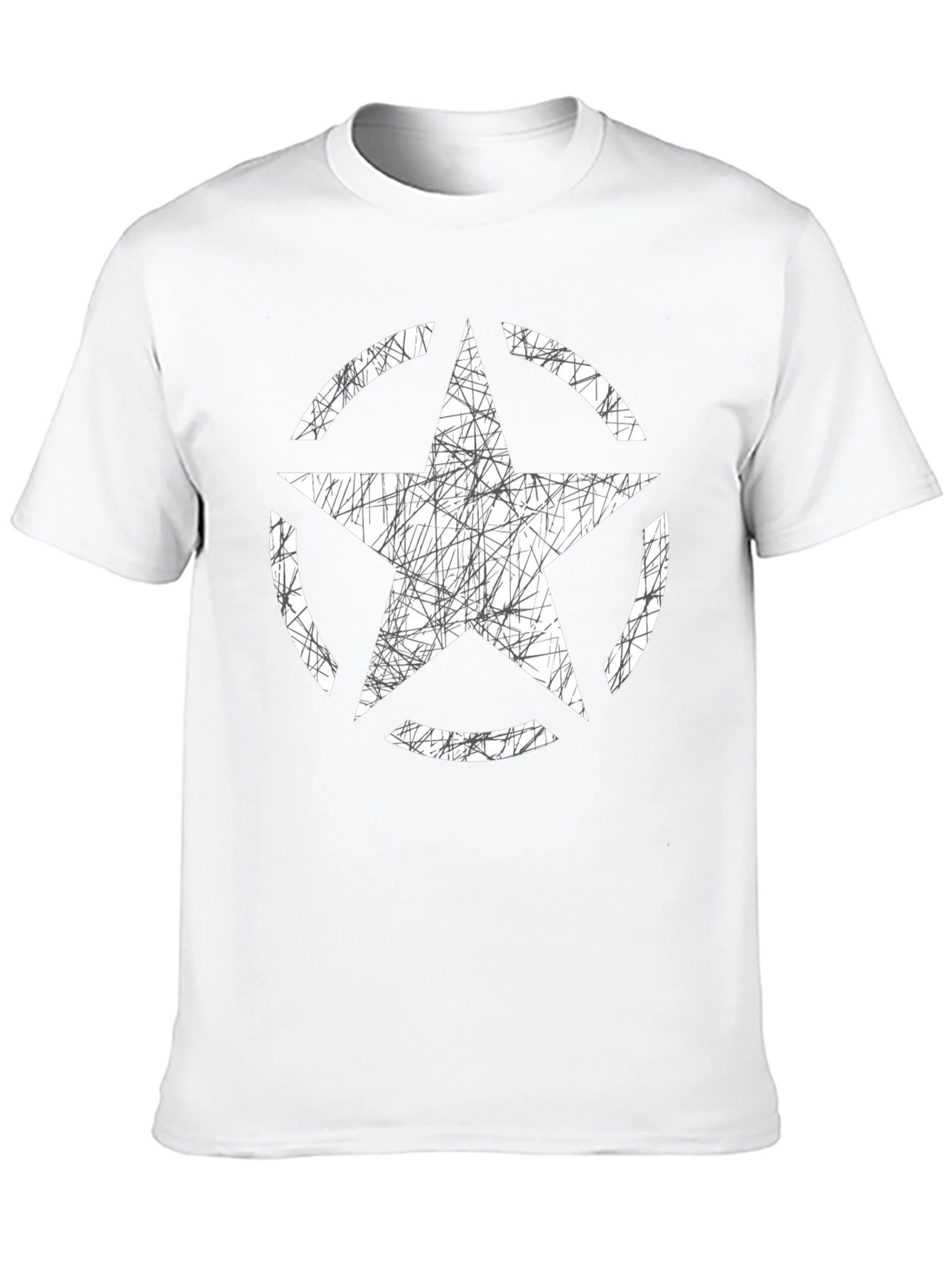 Distressed Star Graphic Tee - Black Cotton Casual Shirt