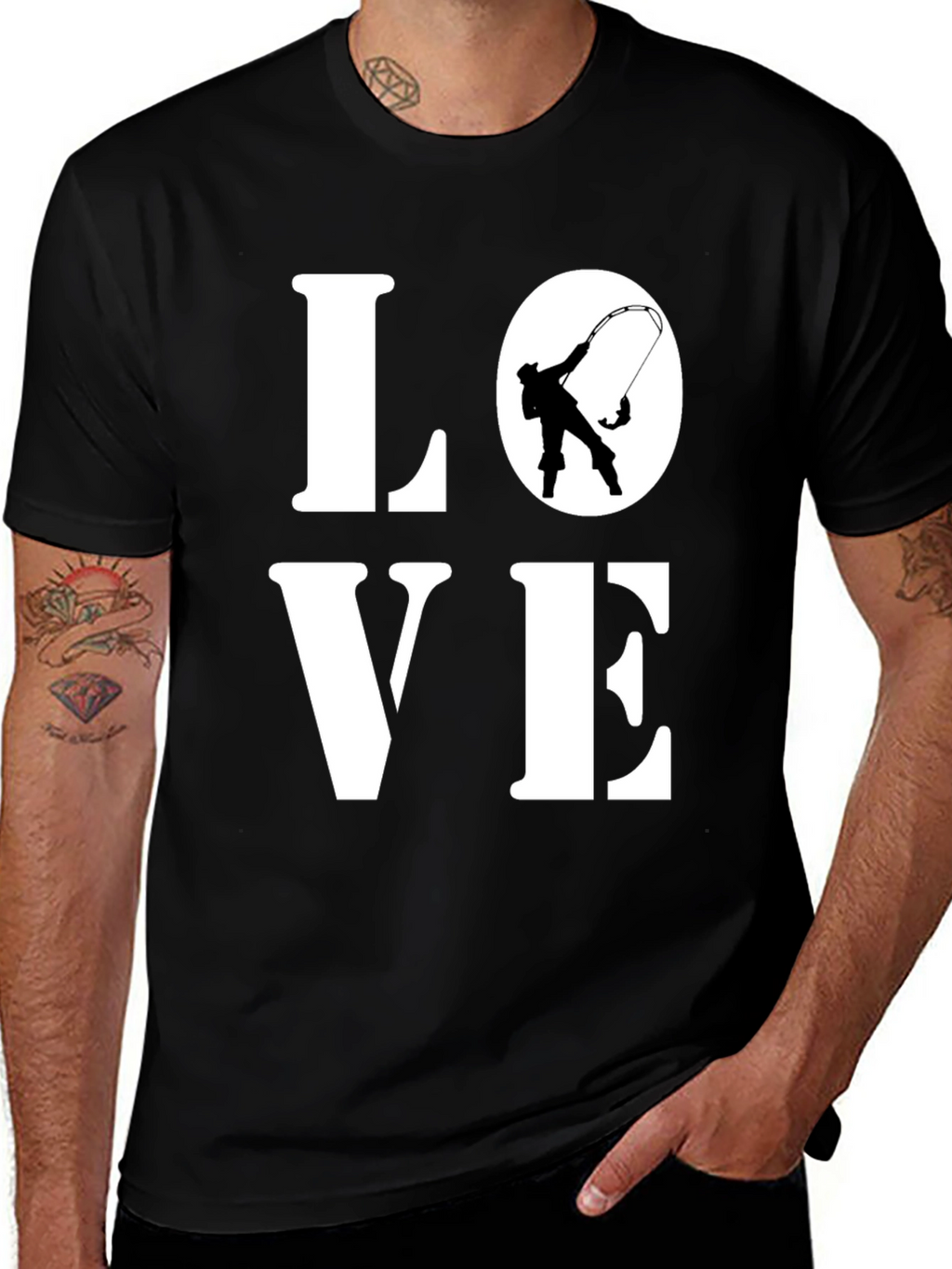 Love Fishing T-Shirt - Black Cotton Tee