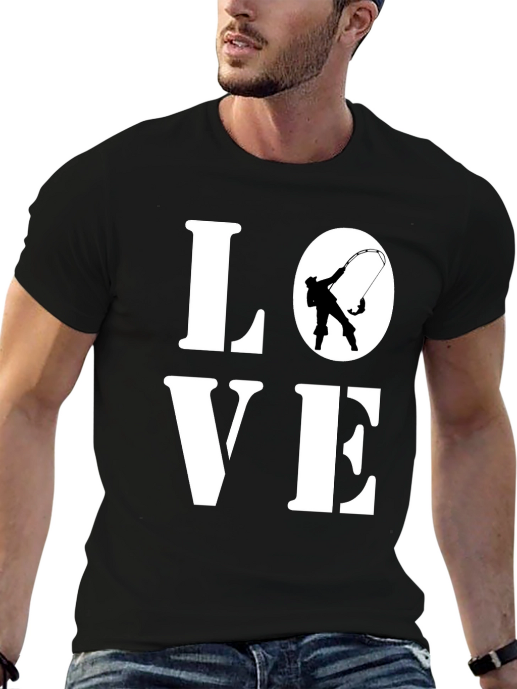 Love Fishing T-Shirt - Black Cotton Tee