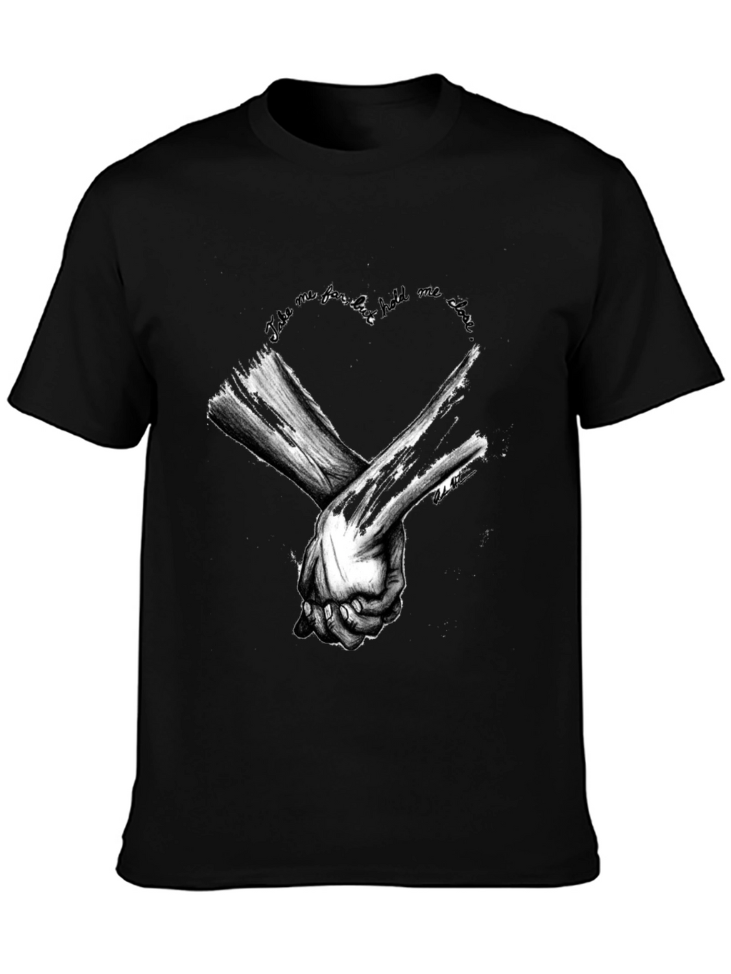 Heart Hands Graphic Tee - Stylish Black Cotton T-Shirt