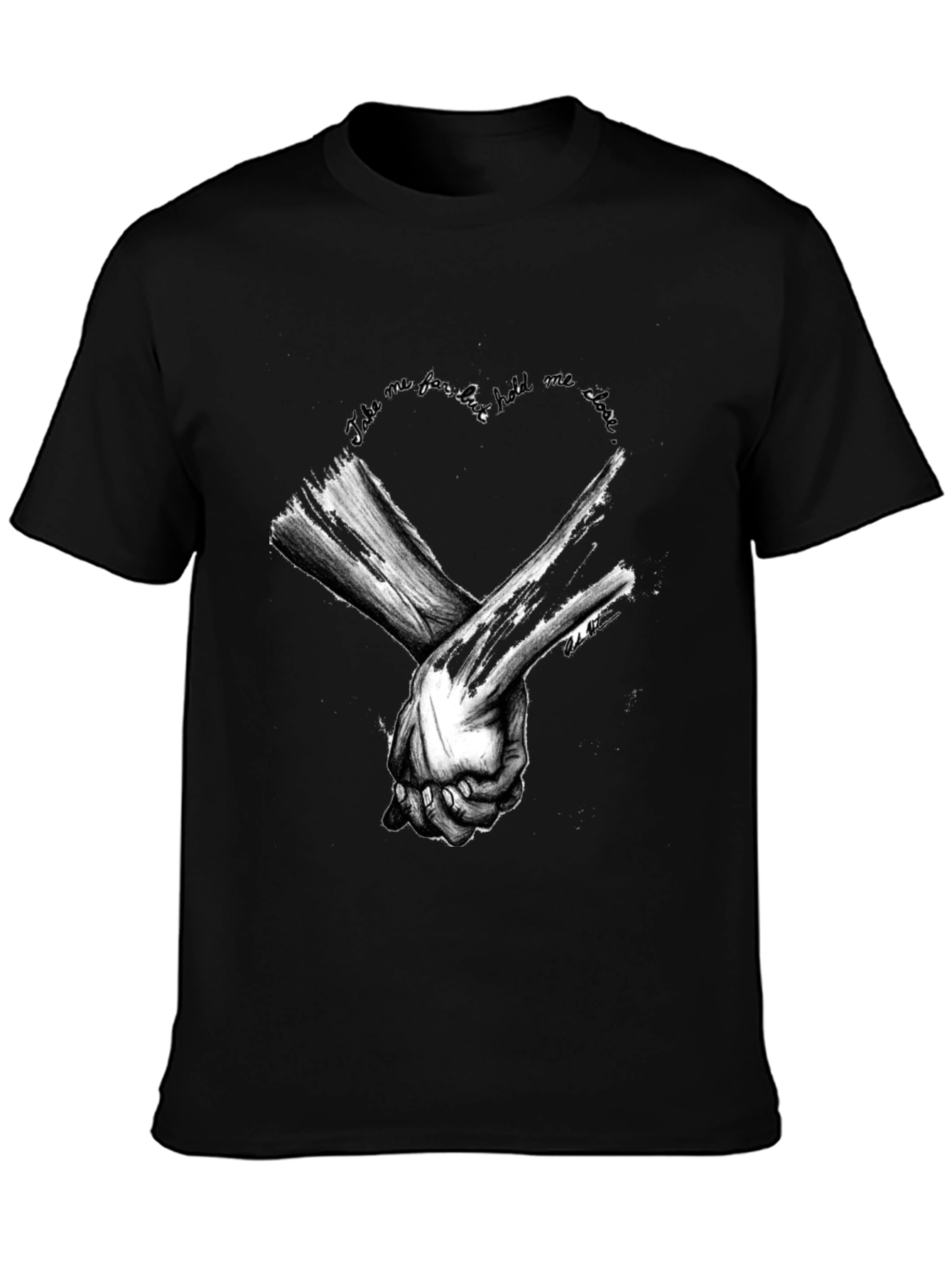 Heart Hands Graphic Tee - Stylish Black Cotton T-Shirt