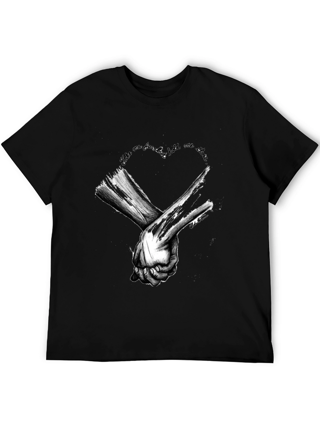 Heart Hands Graphic Tee - Stylish Black Cotton T-Shirt