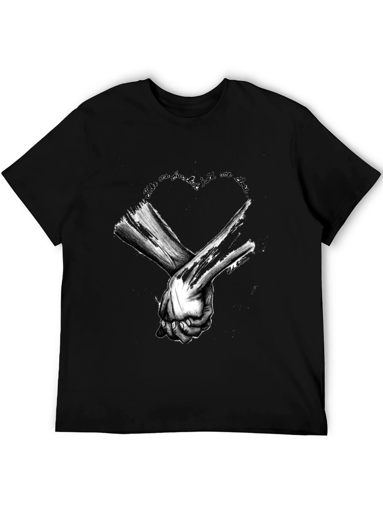 Heart Hands Graphic Tee - Stylish Black Cotton T-Shirt