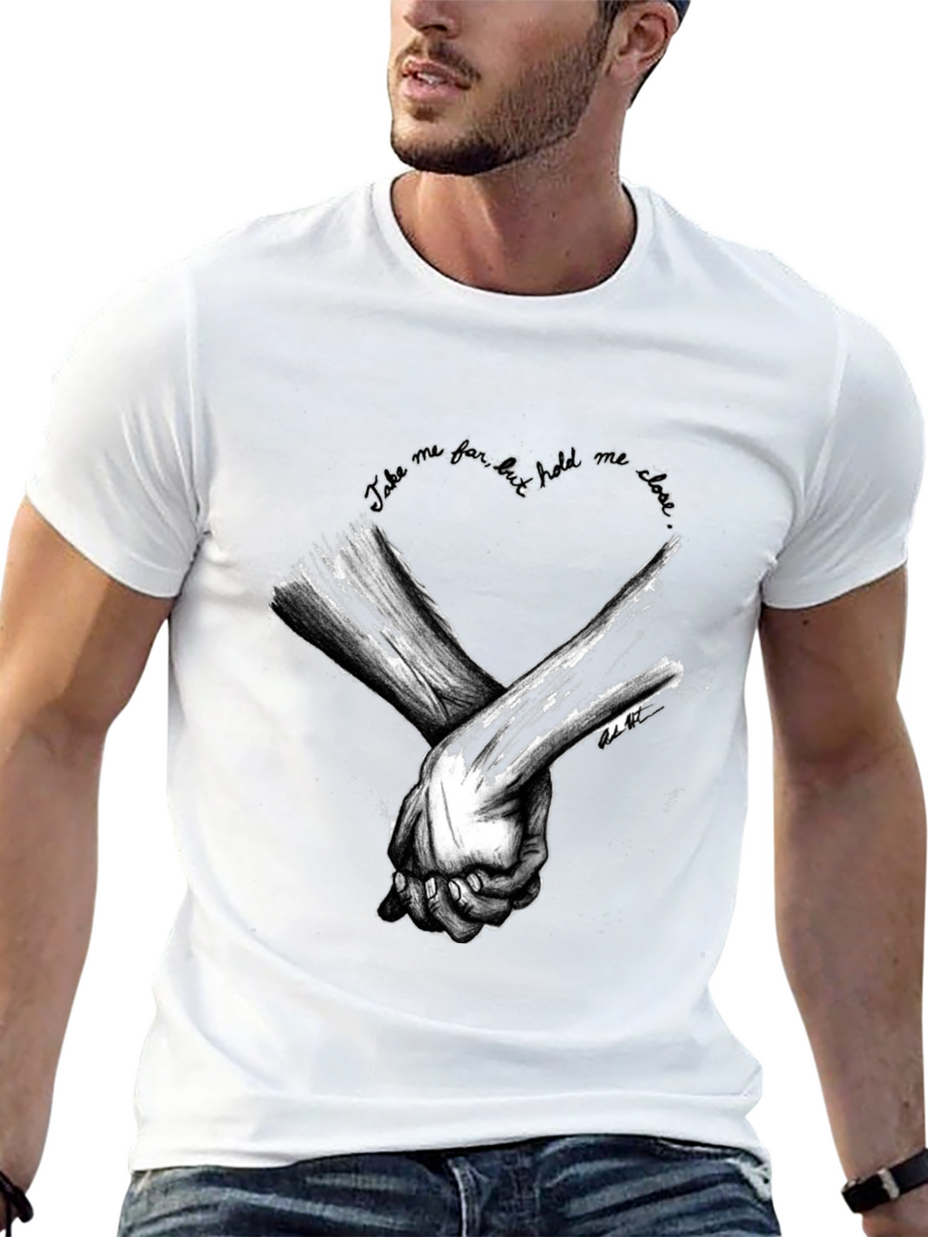 Heart Hands Graphic Tee - Stylish Black Cotton T-Shirt