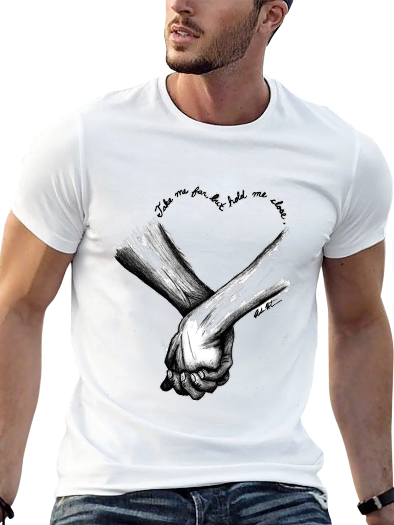Heart Hands Graphic Tee - Stylish Black Cotton T-Shirt