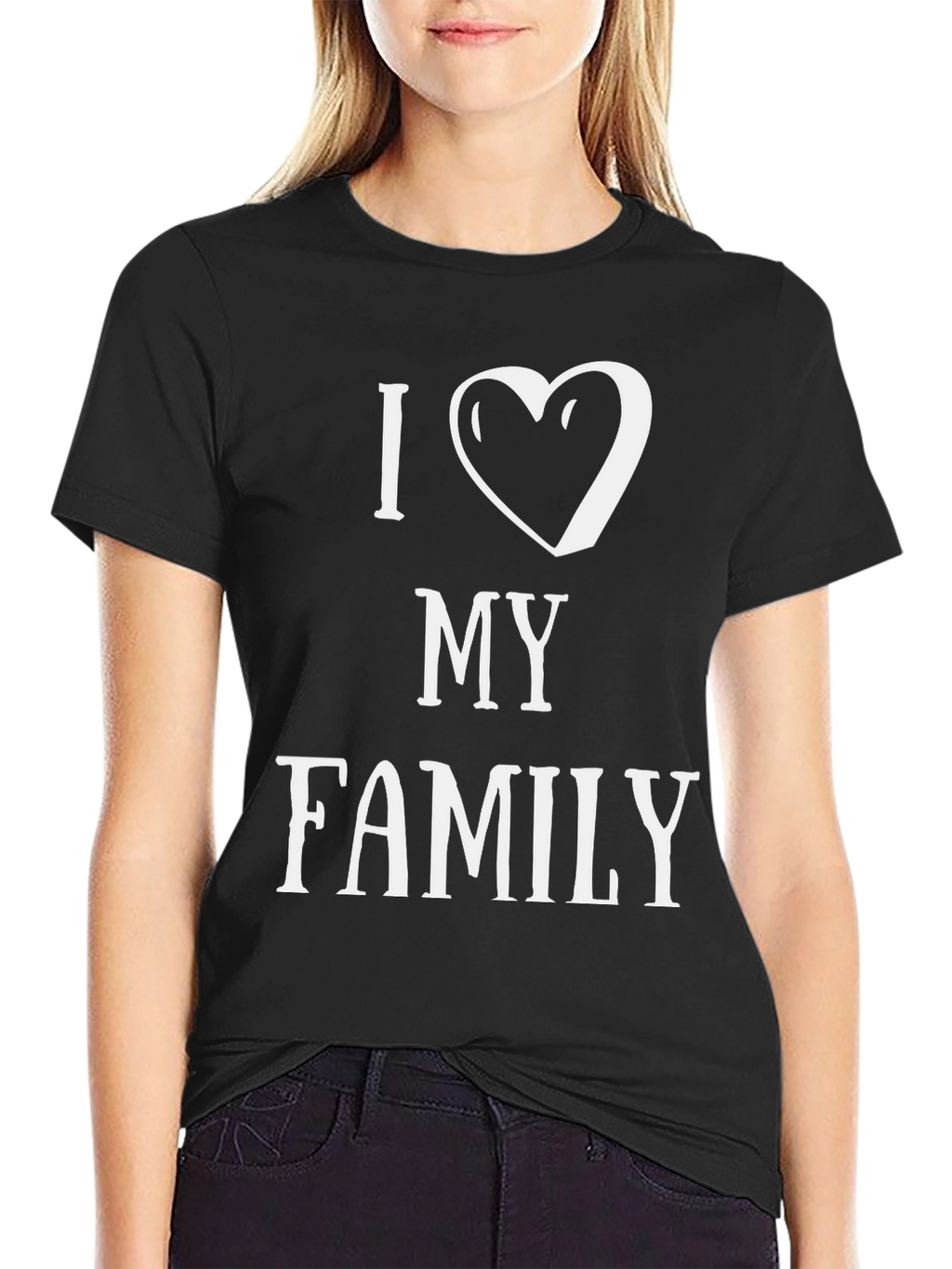 I Heart My Family Graphic T-Shirt - Black