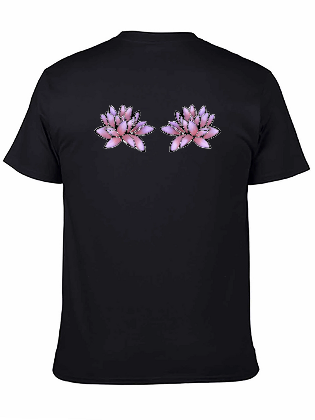 Floral Motif Black T-Shirt