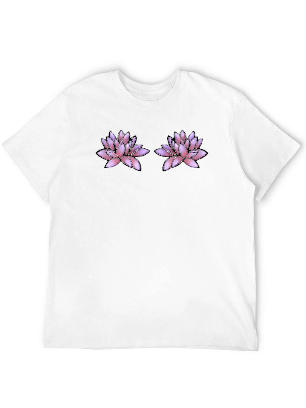 Floral Motif Black T-Shirt