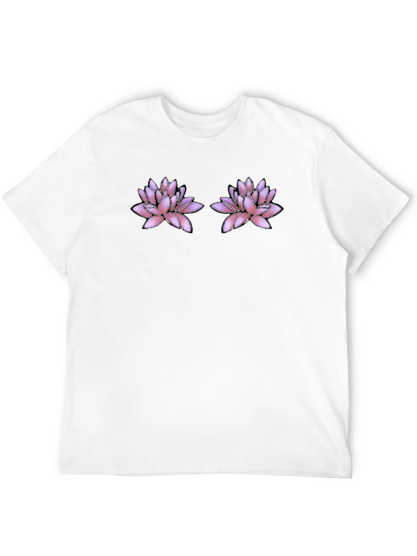 Floral Motif Black T-Shirt