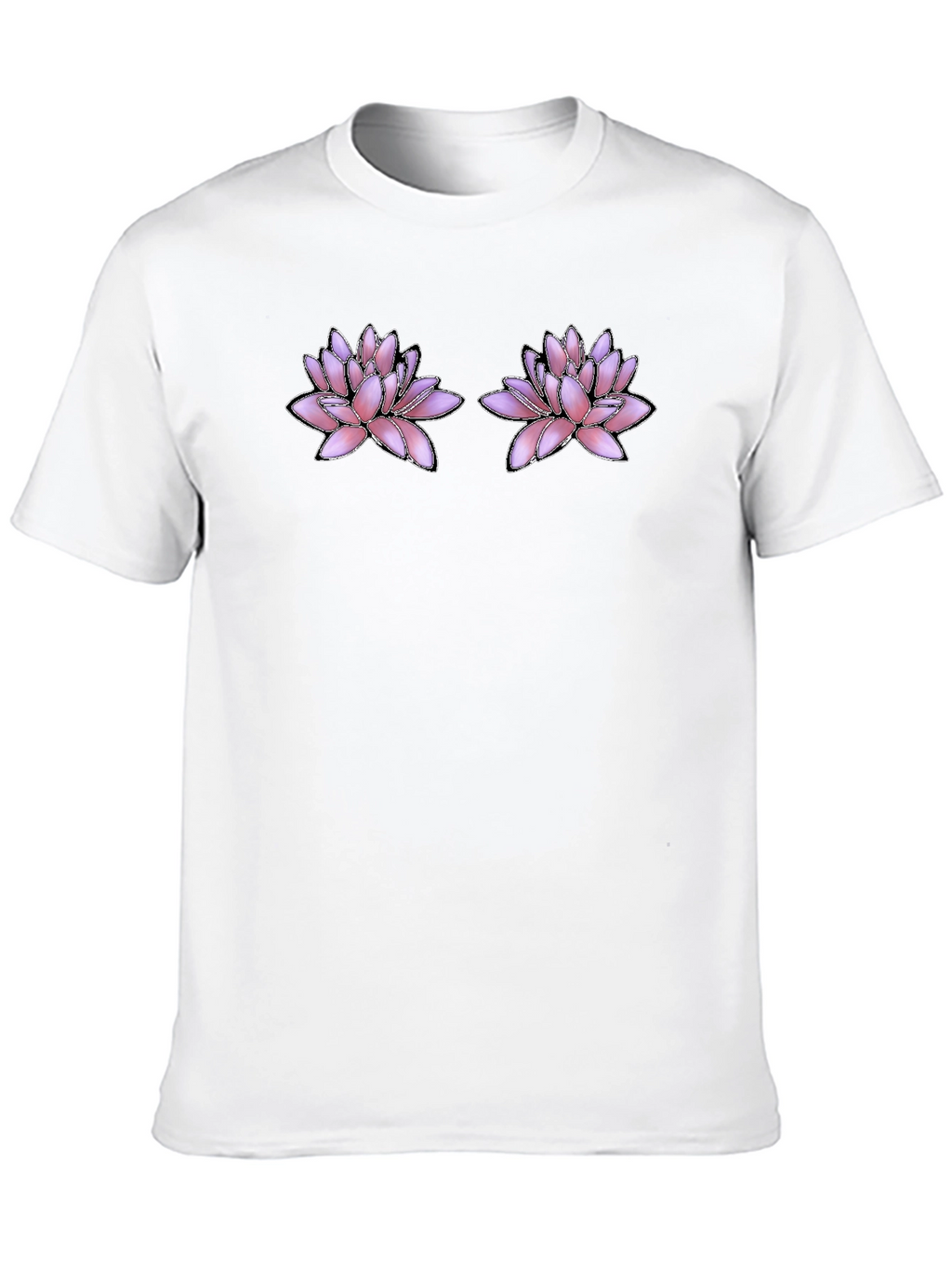 Floral Motif Black T-Shirt