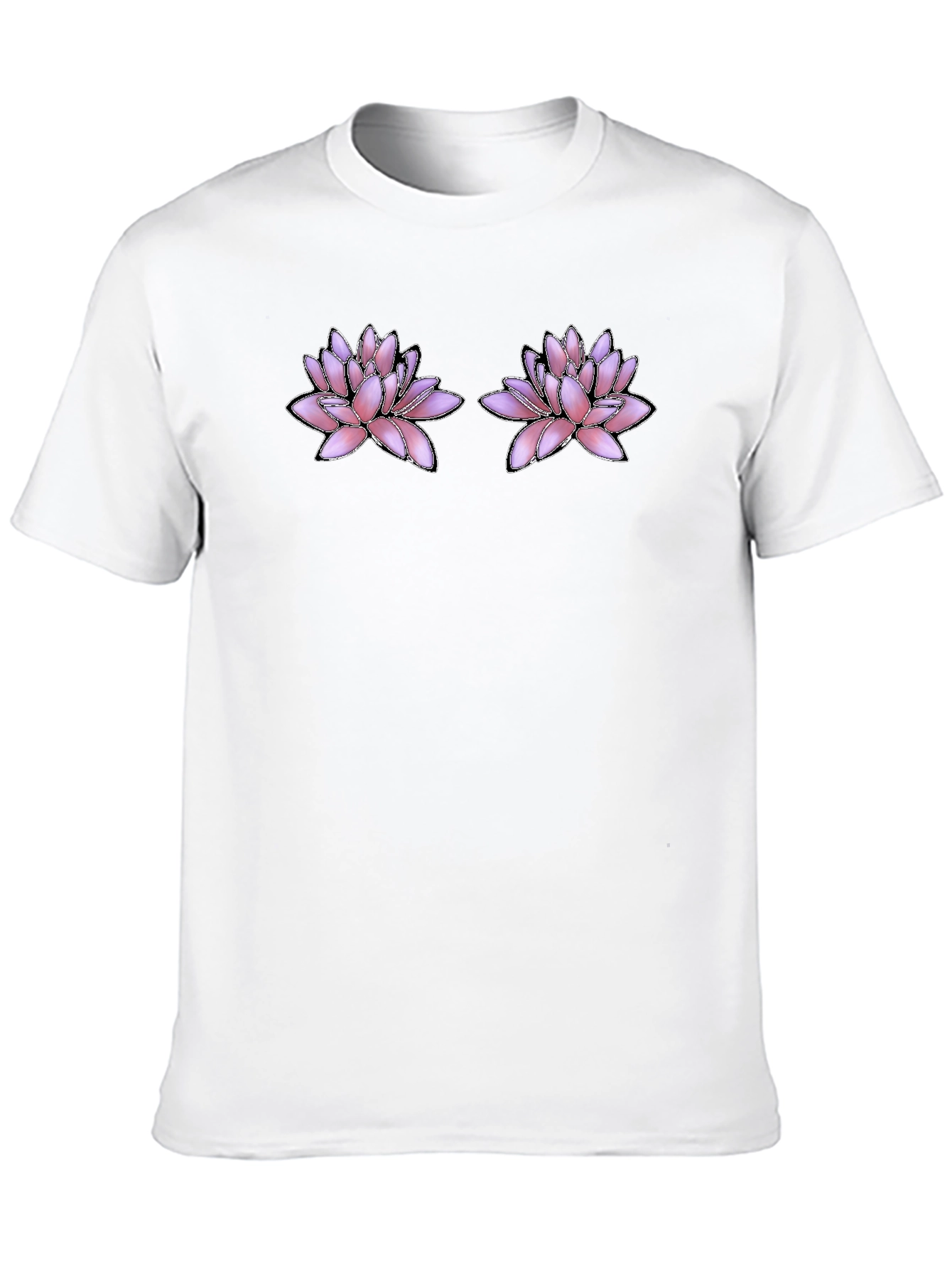 Floral Motif Black T-Shirt