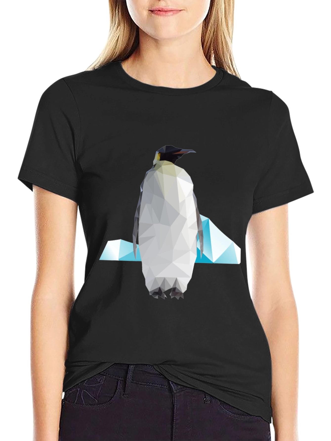 Geometric Penguin Graphic Tee - Modern Unisex Style