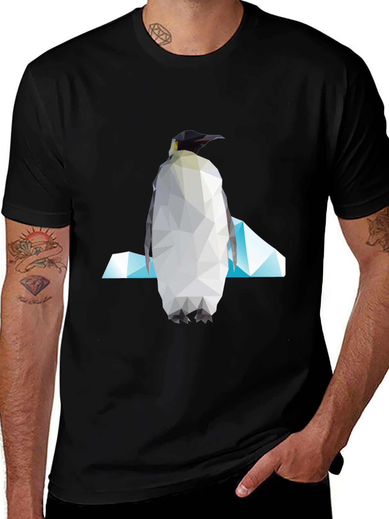 Geometric Penguin Graphic Tee - Modern Unisex Style