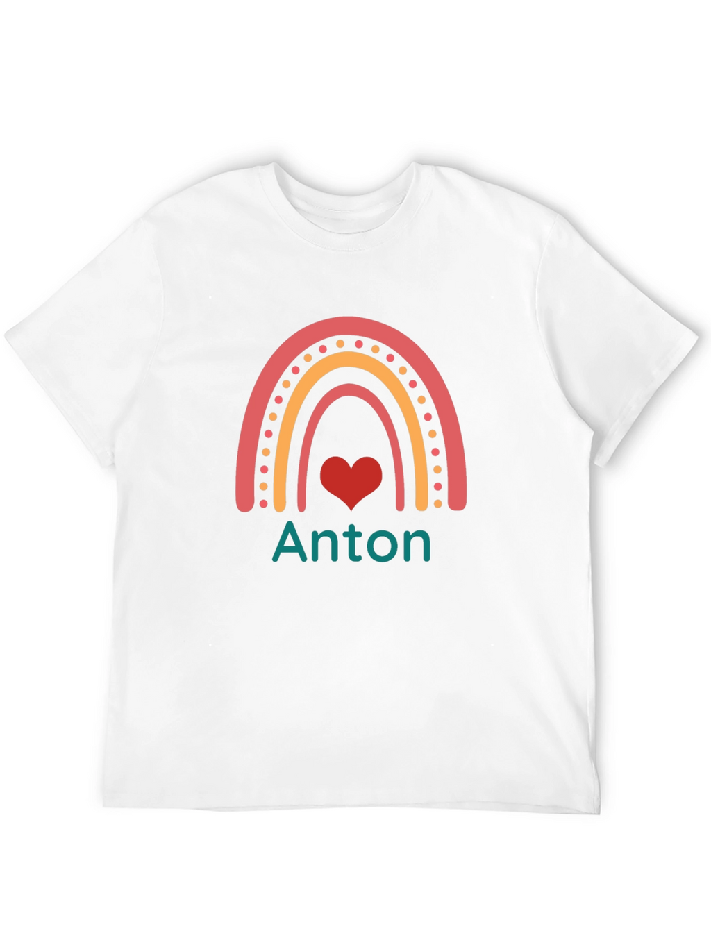 Personalized Anton Rainbow Heart T-Shirt
