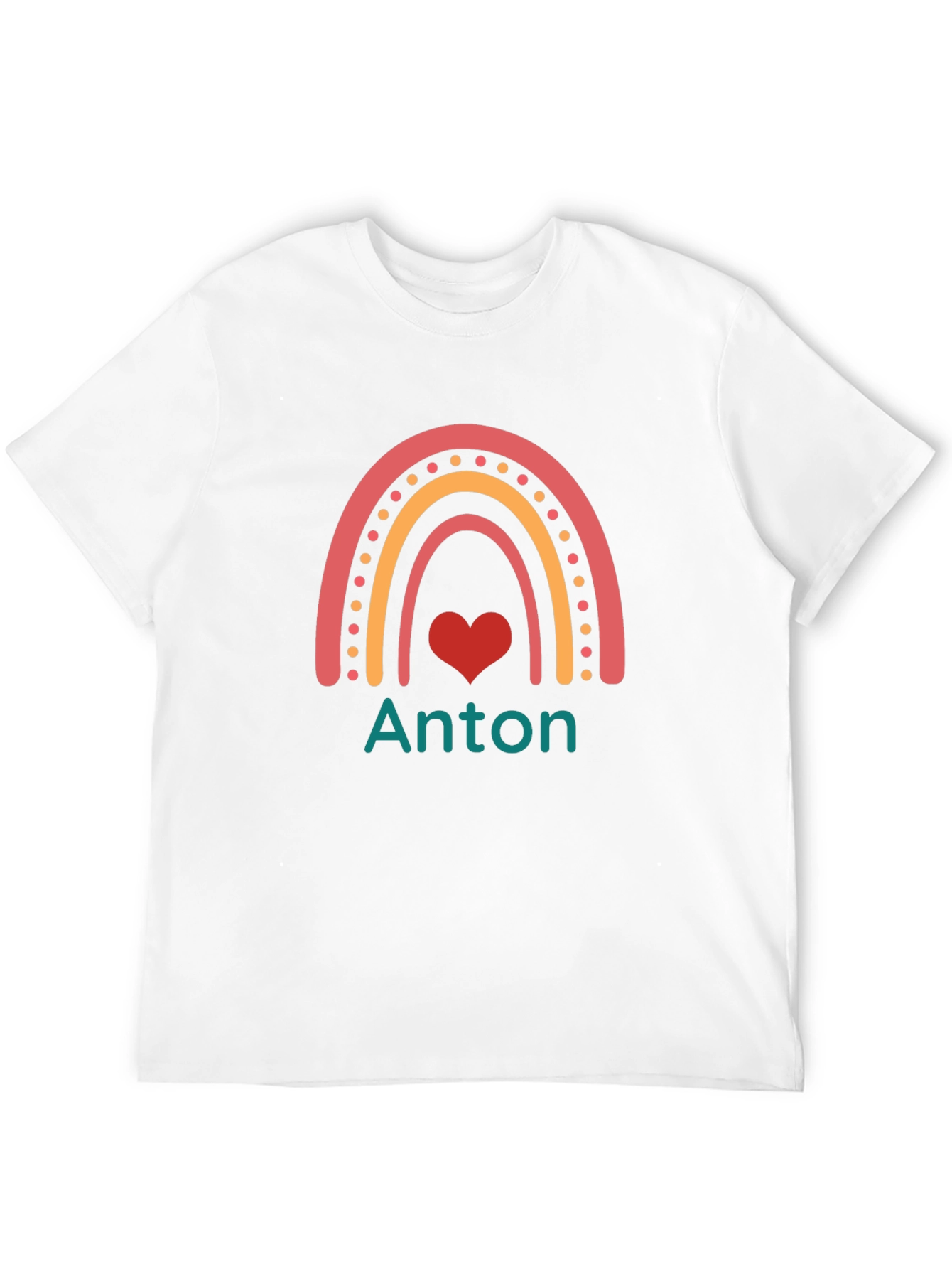 Personalized Anton Rainbow Heart T-Shirt