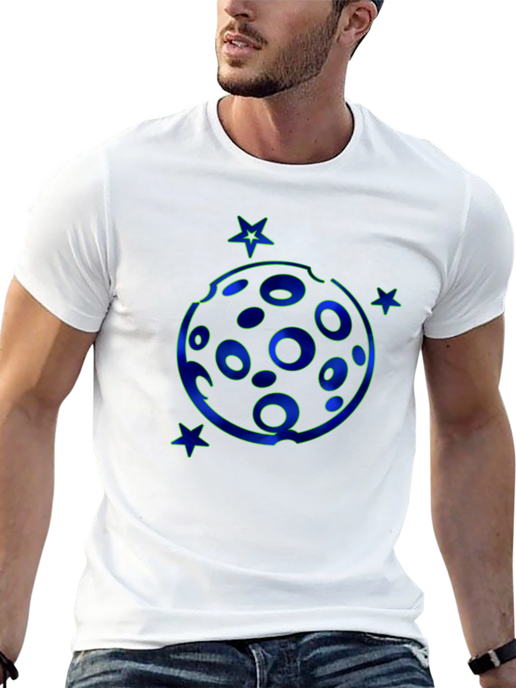 Cosmic Moon & Stars Black T-Shirt