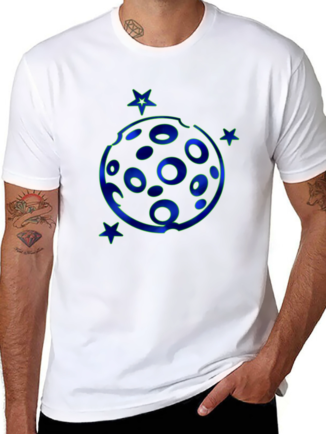 Cosmic Moon & Stars Black T-Shirt